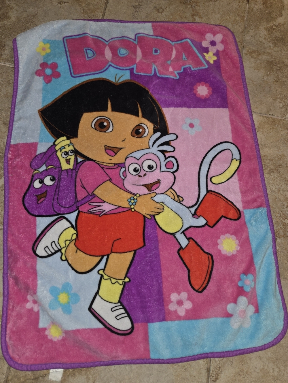 2007 Dora The Explorer Toddler Plush Blanket Vintage Nick Jr Nickelodeon